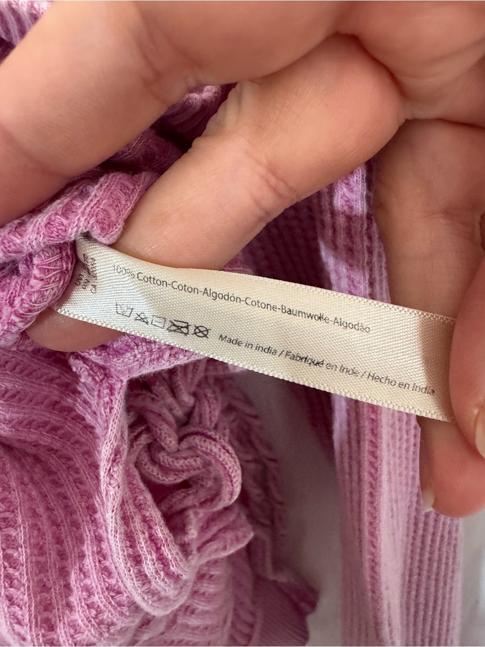 Free People FP One Interlaken Pink Waffle Knit Side Tie Thermal Top M - Picture 5 of 6